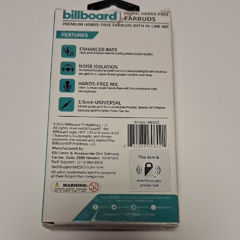 Billboard Blue Stereo In-Ear Earbuds - Picture 2 of 3